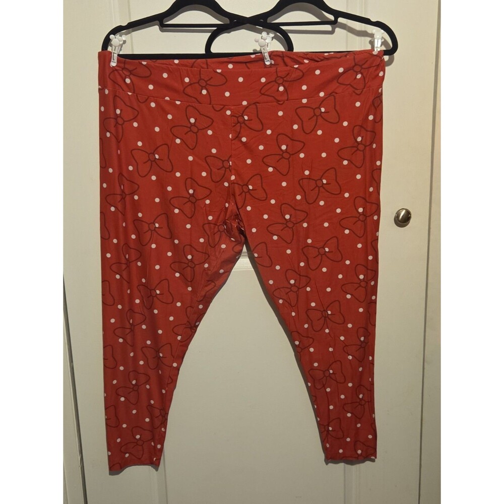 Disney Parks Minnie Mouse Bow Leggings Womens 3X Red Polka Dot Plus Size